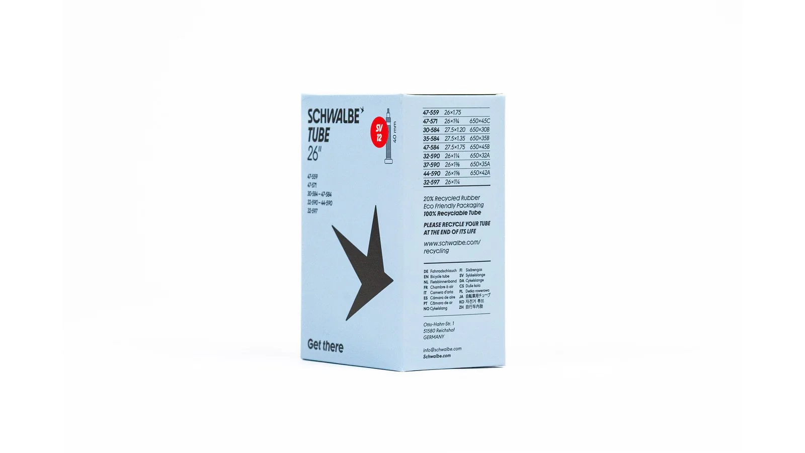 Chambre à air Schwalbe 650 - Presta / Schrader 40 mm