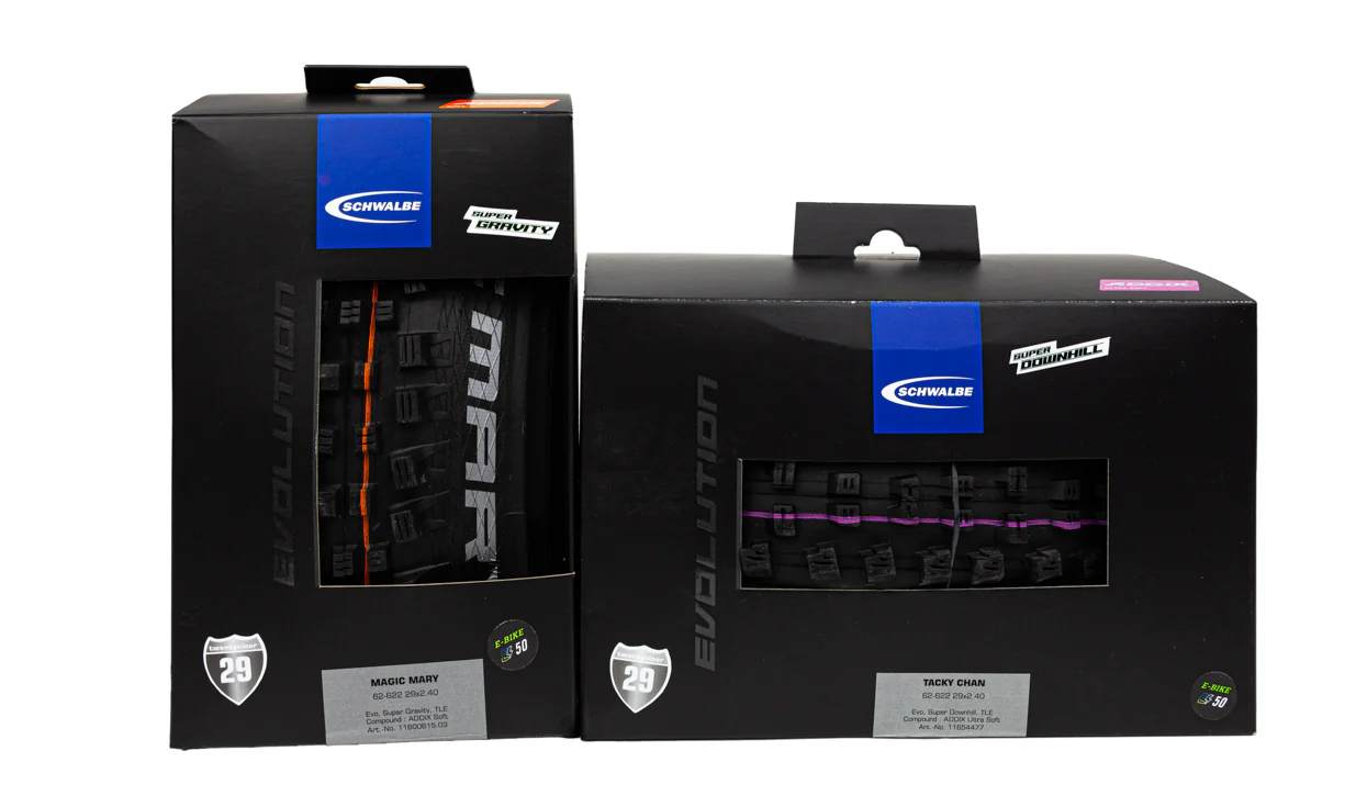Set pneus Schwalbe Magic Mary + Tacky Chan 29" - Soft - Super Gravity - Ultra Soft - Super Downhill - Tubeless Easy
